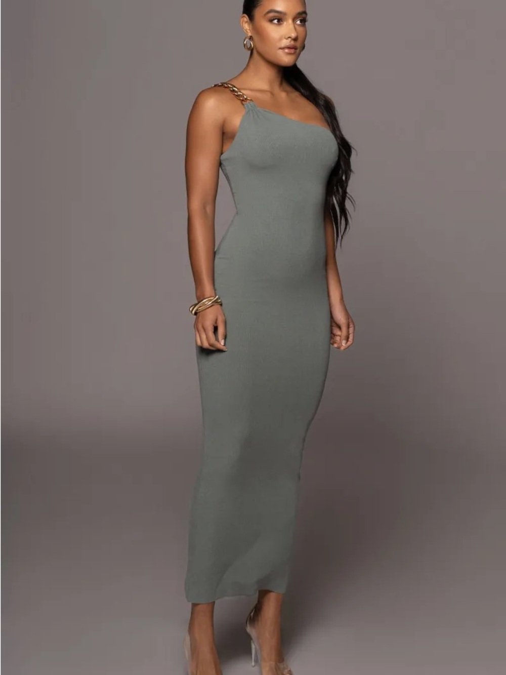 Jluxlabel- Green Maxi Ribbed Dress - Excellent Condition- Small